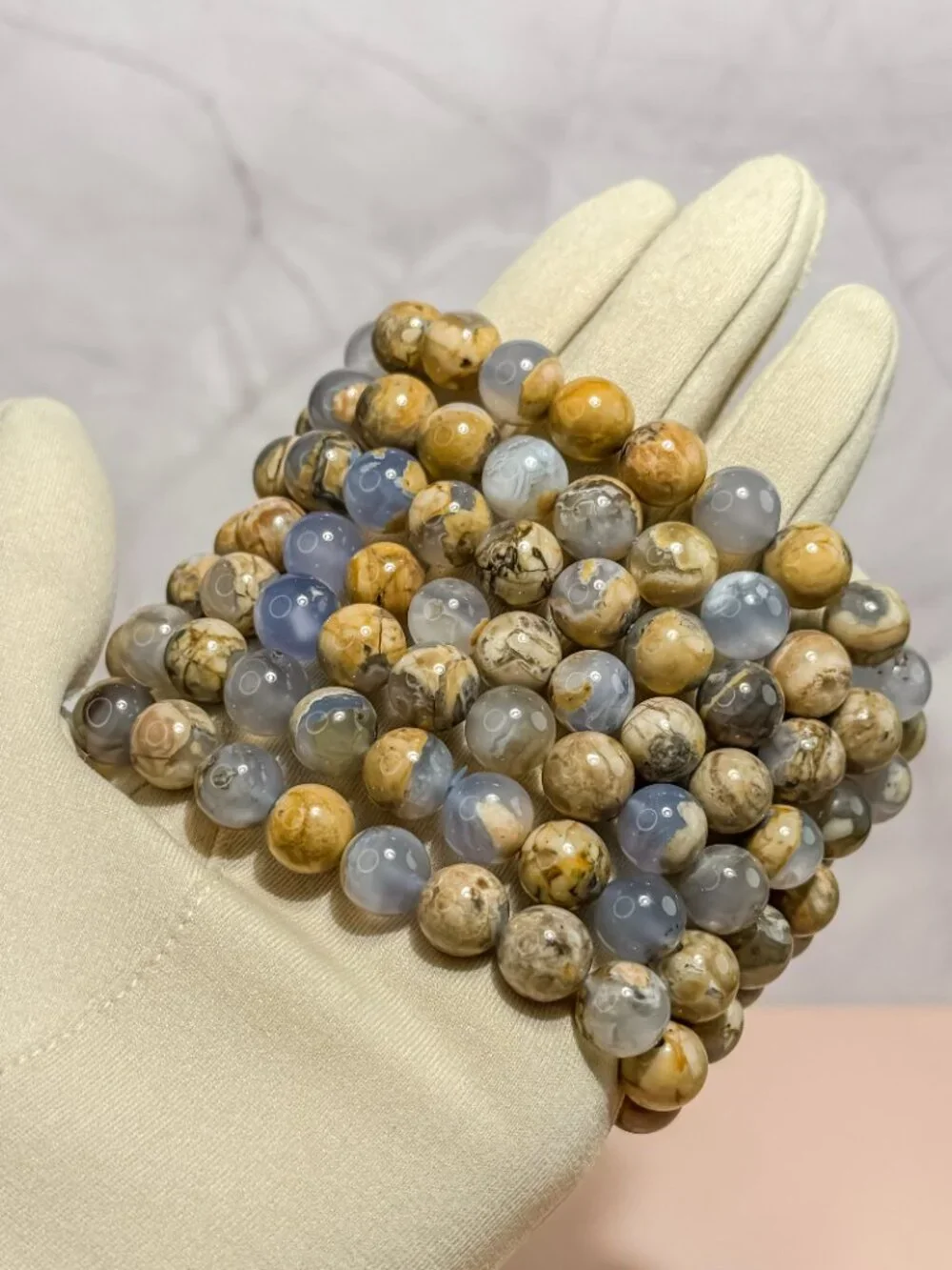 Chalcedony Beaded Bracelet (Bead size: 9mm-10mm)